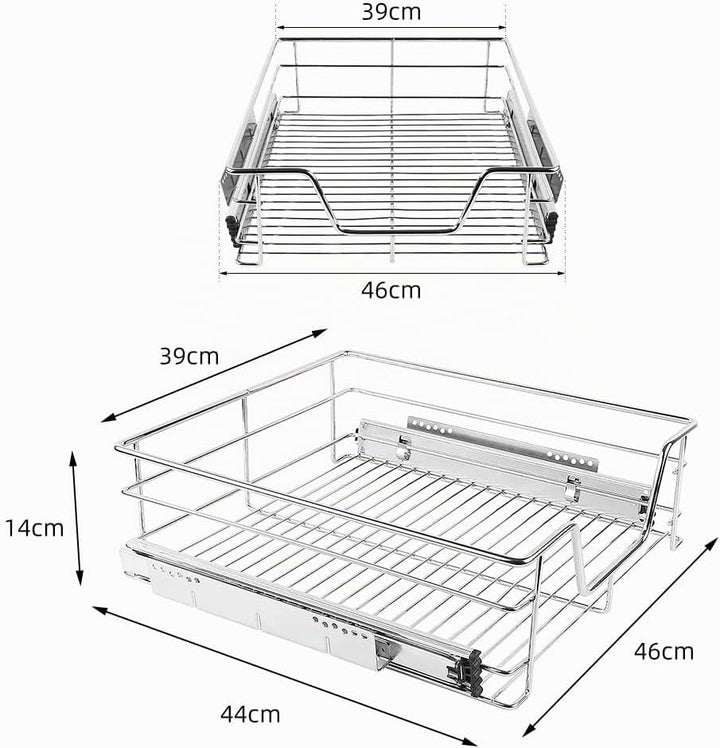 2 x Teleskopschublade Teleskop Schublade 50cm für die Küchenunterschränke, 2 Einbauschublade mit Sch