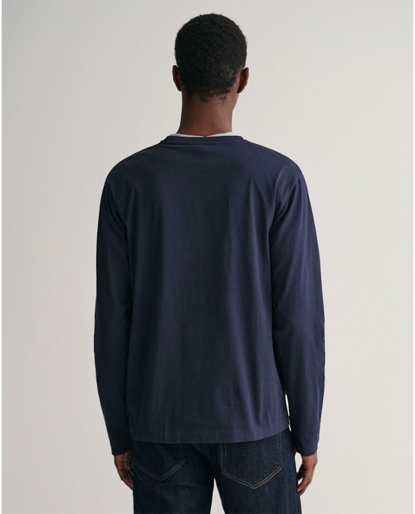 GANT Herren Reg Shield Ls T-Shirt 3XL Evening Blue, 3XL Evening Blue