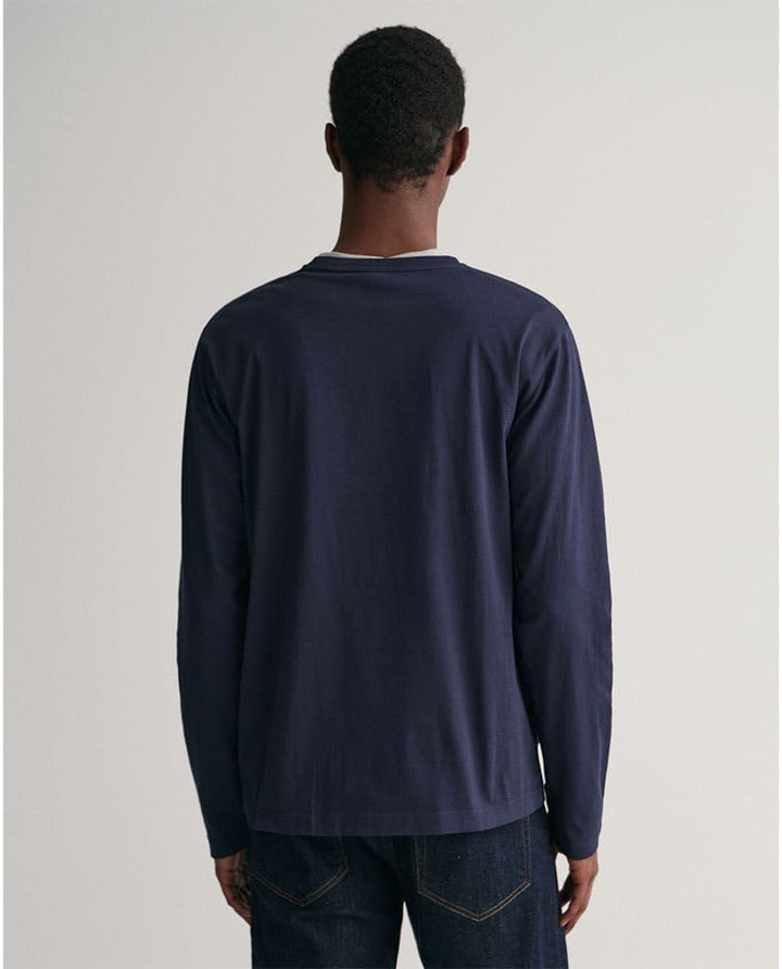 GANT Herren Reg Shield Ls T-Shirt 3XL Evening Blue, 3XL Evening Blue