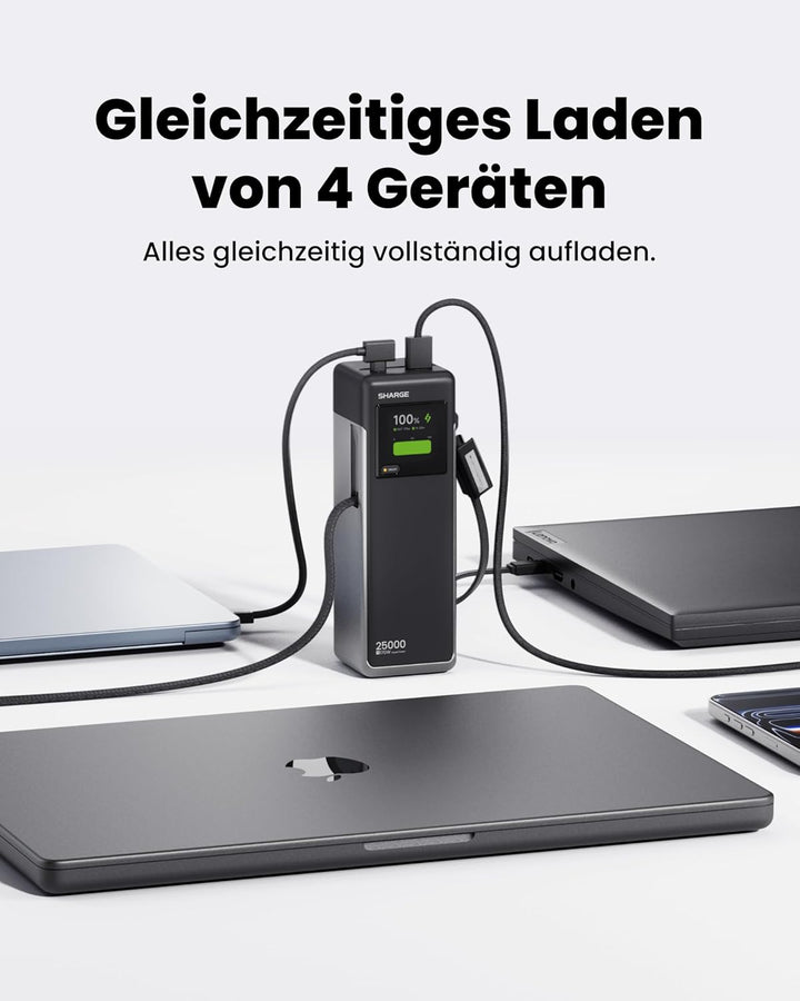 sharge Laptop Powerbank 170W, HyperTower 170 Schnellladegerät Tragbare Power Bank 25000mAh mit 4 Ans