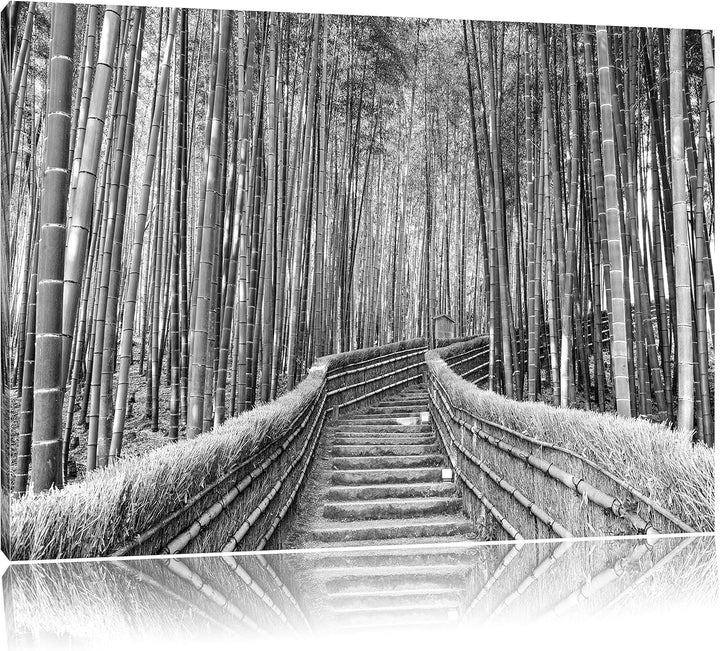 Pixxprint Kyoto Japan Bambuswald als Leinwandbild/Grösse: 100x70 / Wandbild/Kunstdruck/fertig bespan