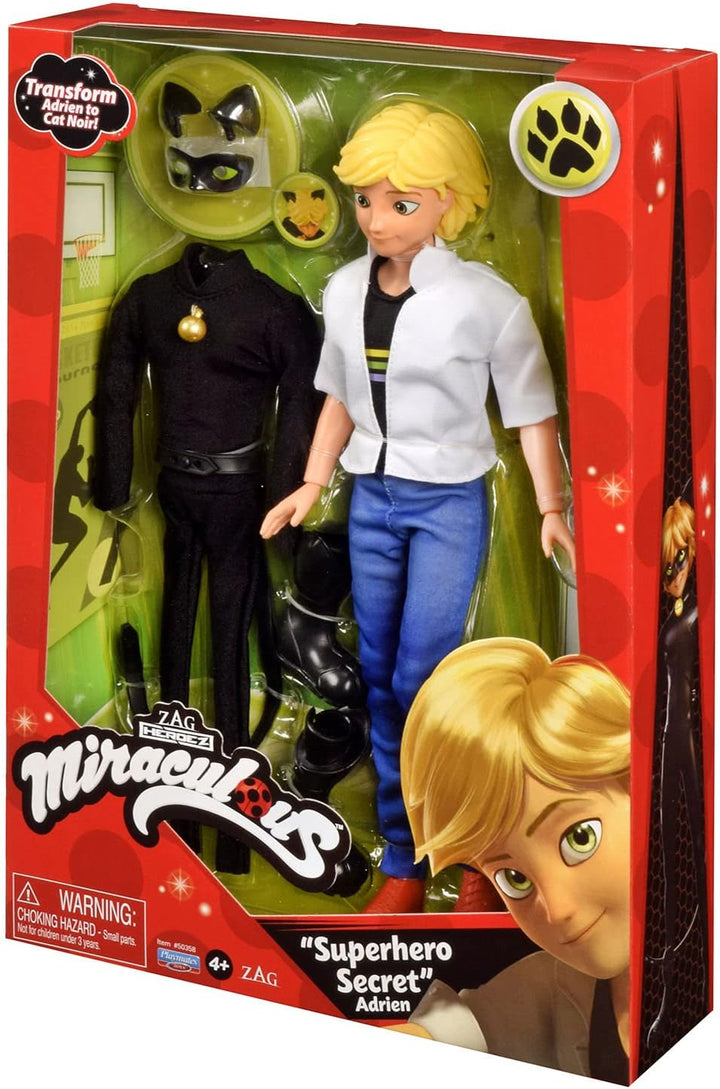 BANDAI - Miraculous - Miraculous Puppe Cat Noir und Adrien - Mannequin Puppe 26 cm und ihre 2 Outfit