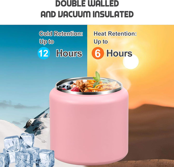 Itslife Thermobehälter für Essen 760ml, Thermo Lunchbox Kinder mit Schnallendeckel und Löffel, Warmh