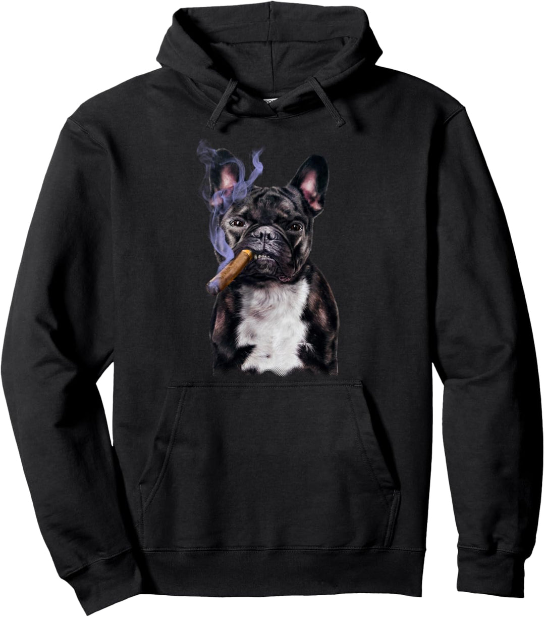 Französische Bulldogge mit Zigarre Pullover Hoodie