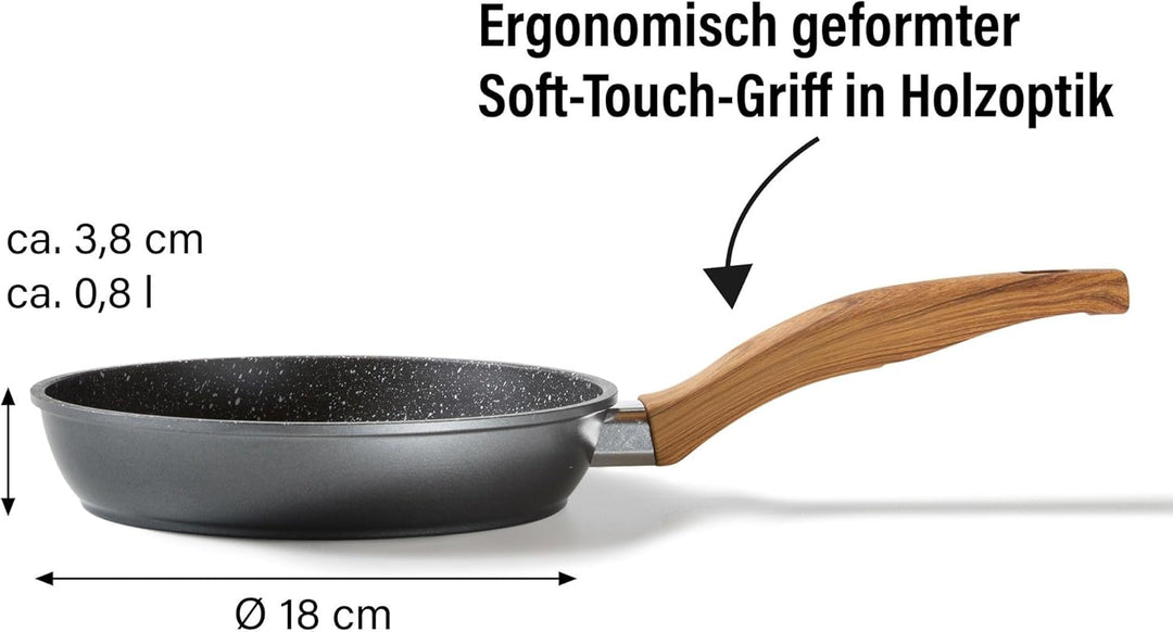 STONELINE Back to Nature Bratpfanne, 18 cm, antihaftbeschichtete Pfanne mit echten Steinpartikeln, a