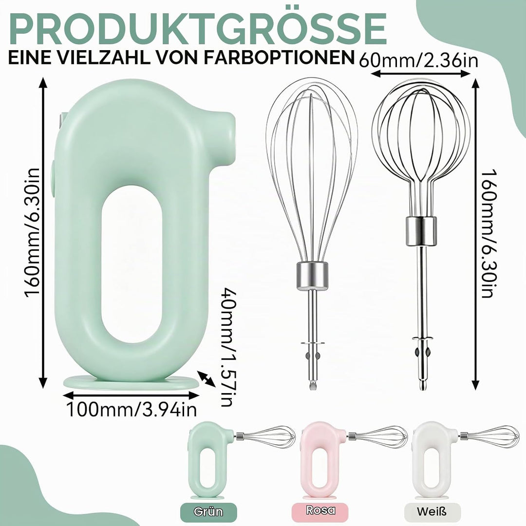 Handmixer, Kabelloser Elektrischer Mini-Eierschläger Handrührgerät Mit 4 Geschwindigkeitsstufen USB