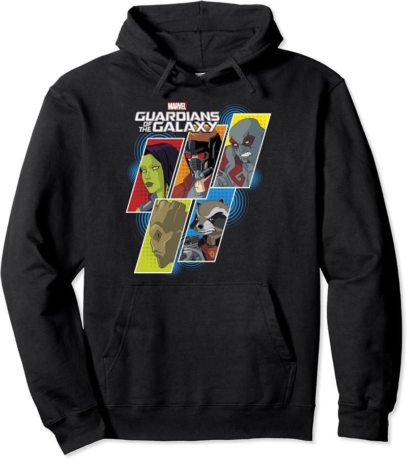 Marvel Guardians Of The Galaxy Cartoon Slanted Panels Pullover Hoodie