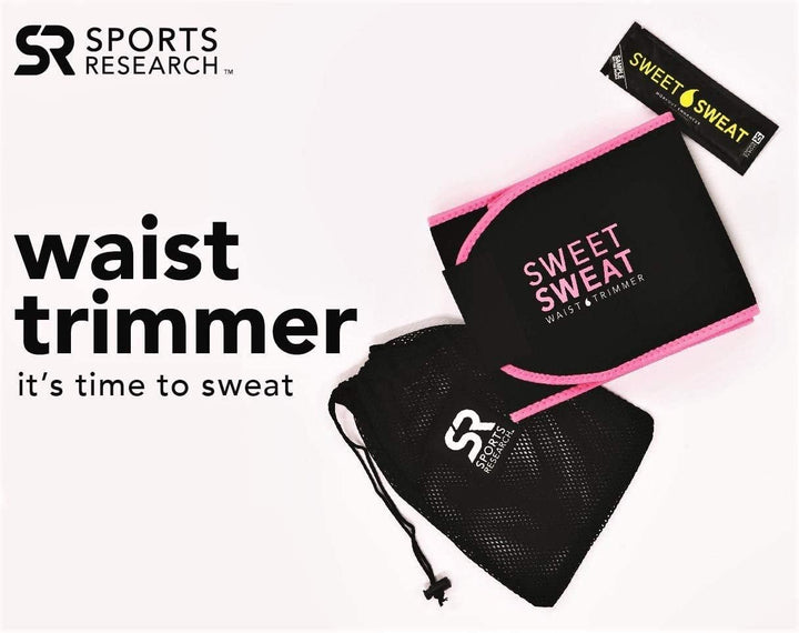 Sweet Sweat Taille Trimmer (Rosa Logo) für Männer & Frauen. Inklusive gratis Probe des Sweet Sweat W