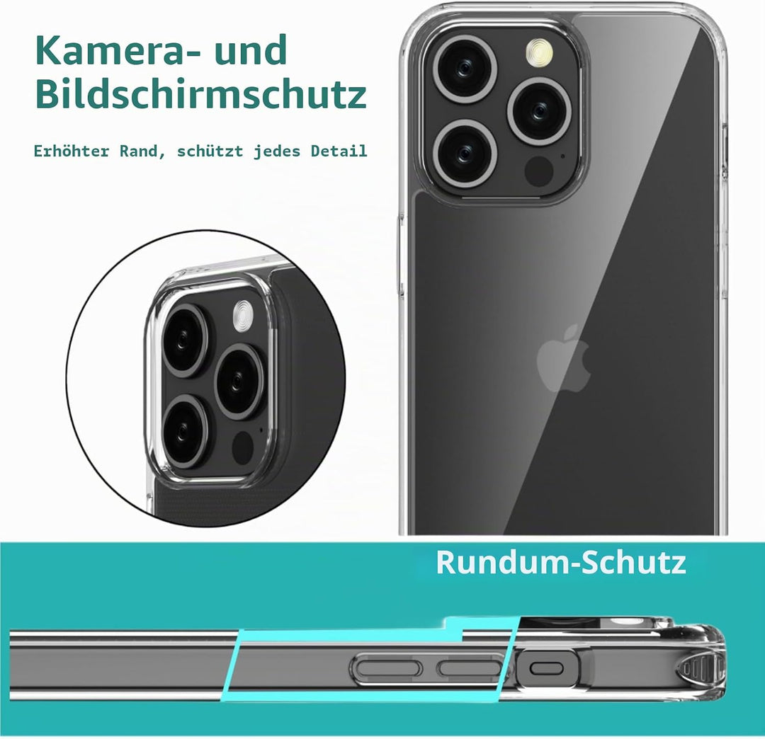 Handykette für iPhone 15 Pro Hülle mit Band - Necklace Handyhülle - Transparente Case zum Umhängen m