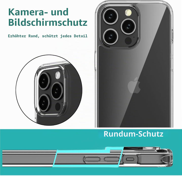 Handykette für iPhone 15 Pro Hülle mit Band - Necklace Handyhülle - Transparente Case zum Umhängen m