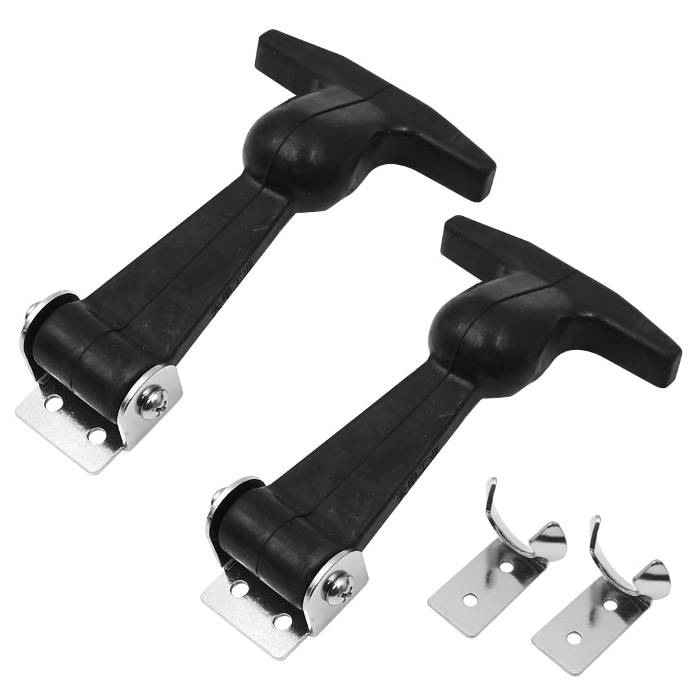 Tiardey 2 Stück elastischer Edelstahl-Gummi-Haubenverschluss,Flexible T-Griff-Haspe,Gummi,Flexible Z