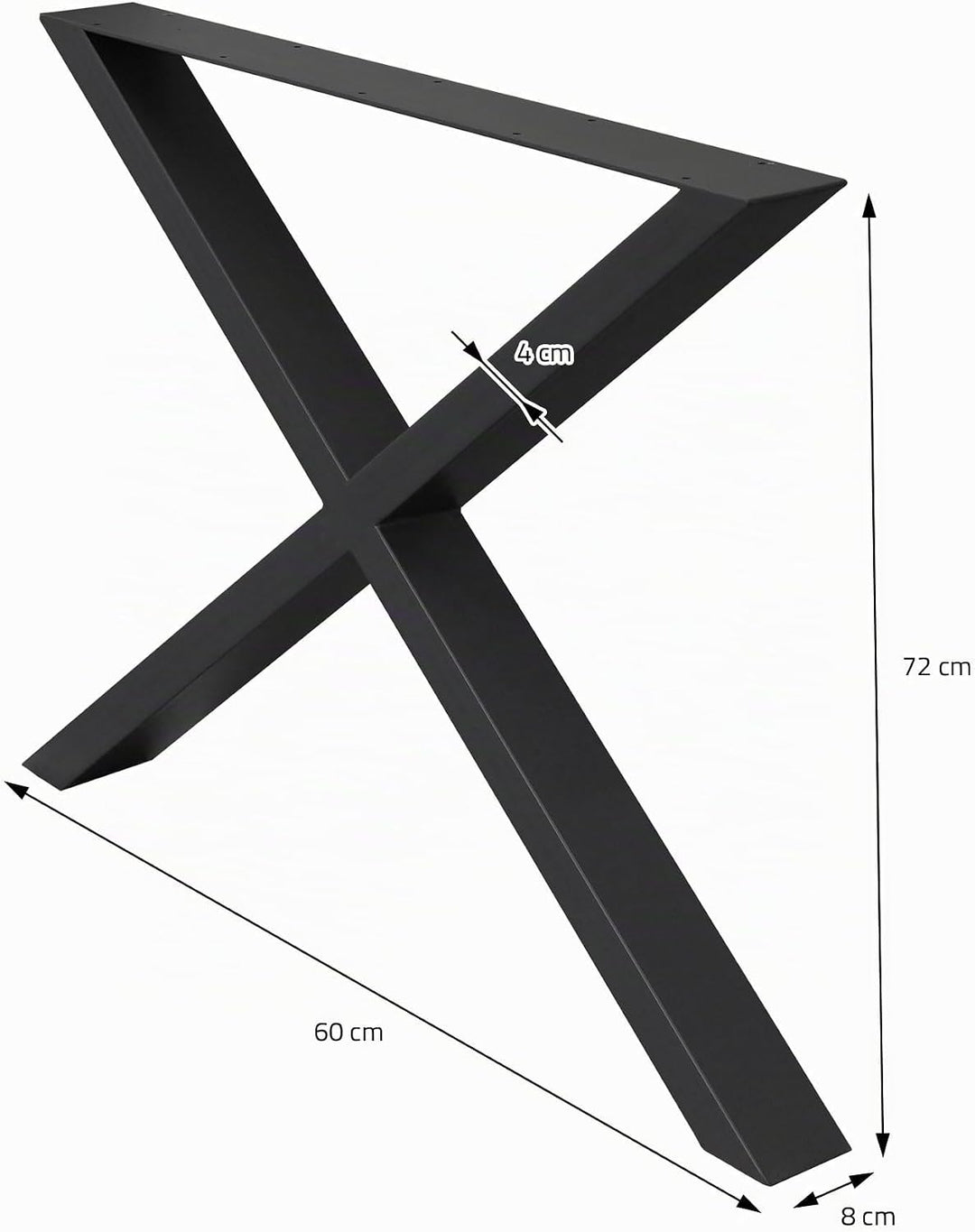 ECD Germany 2X Tischbeine X-Design X-Form, 60 x 72 cm, Schwarz, pulverbeschichtete Stahl, Industried