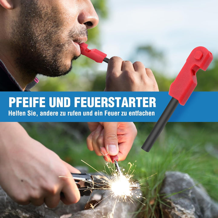 FLISSA Multifunktionszange 19-in-1, Multitool mit Glasbrecher und Feuerstarter, Faltbares Multifunkt