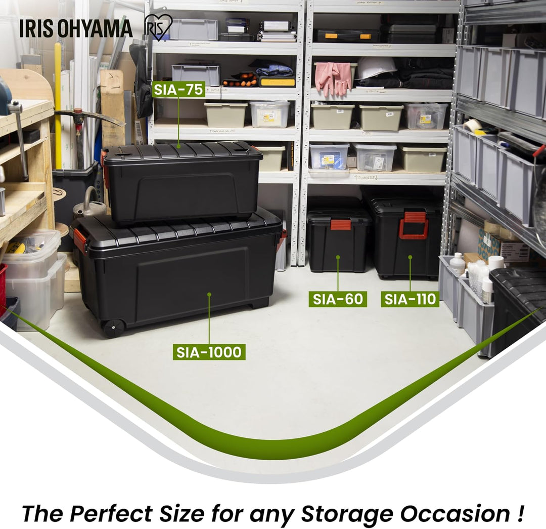 Iris Ohyama, grosse Kunststoff-Aufbewahrungsbox, 110 l Garagen-Aufbewahrungsbox, 2er-Set, SIA-110, s