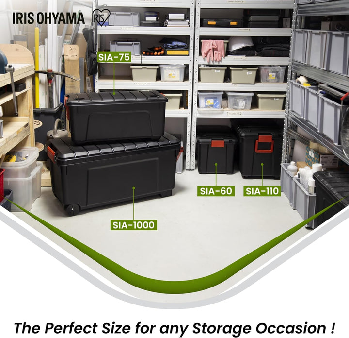 Iris Ohyama, grosse Kunststoff-Aufbewahrungsbox, 110 l Garagen-Aufbewahrungsbox, 2er-Set, SIA-110, s