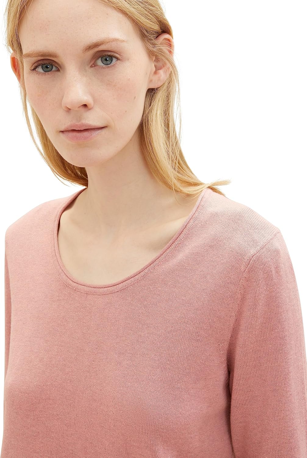 TOM TAILOR Damen Basic Pullover mit Rundhalsausschnitt XXL 24560-blush Rose Melange, XXL 24560-blush