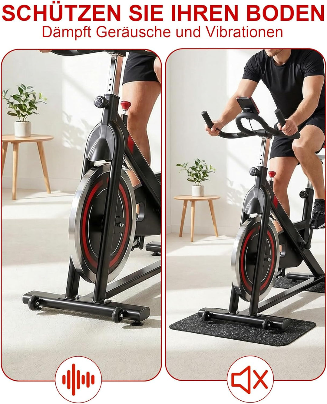2 Stück Bodenschutzmatte für Sportgeräte Fitnessgeräte 28 x 70cm: Bodenmatte Fitness Bodenschutzmatt