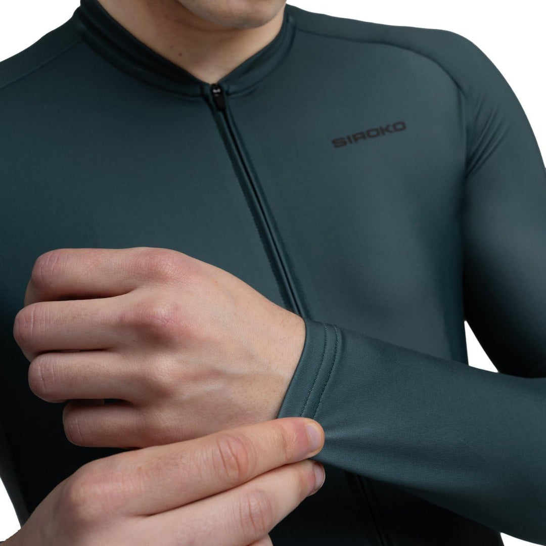 SIROKO M2 Radtrikot Herren Langarm Slim Fit Aerodynamische Fahrradbekleidung XS Armeegrün, XS Armeeg