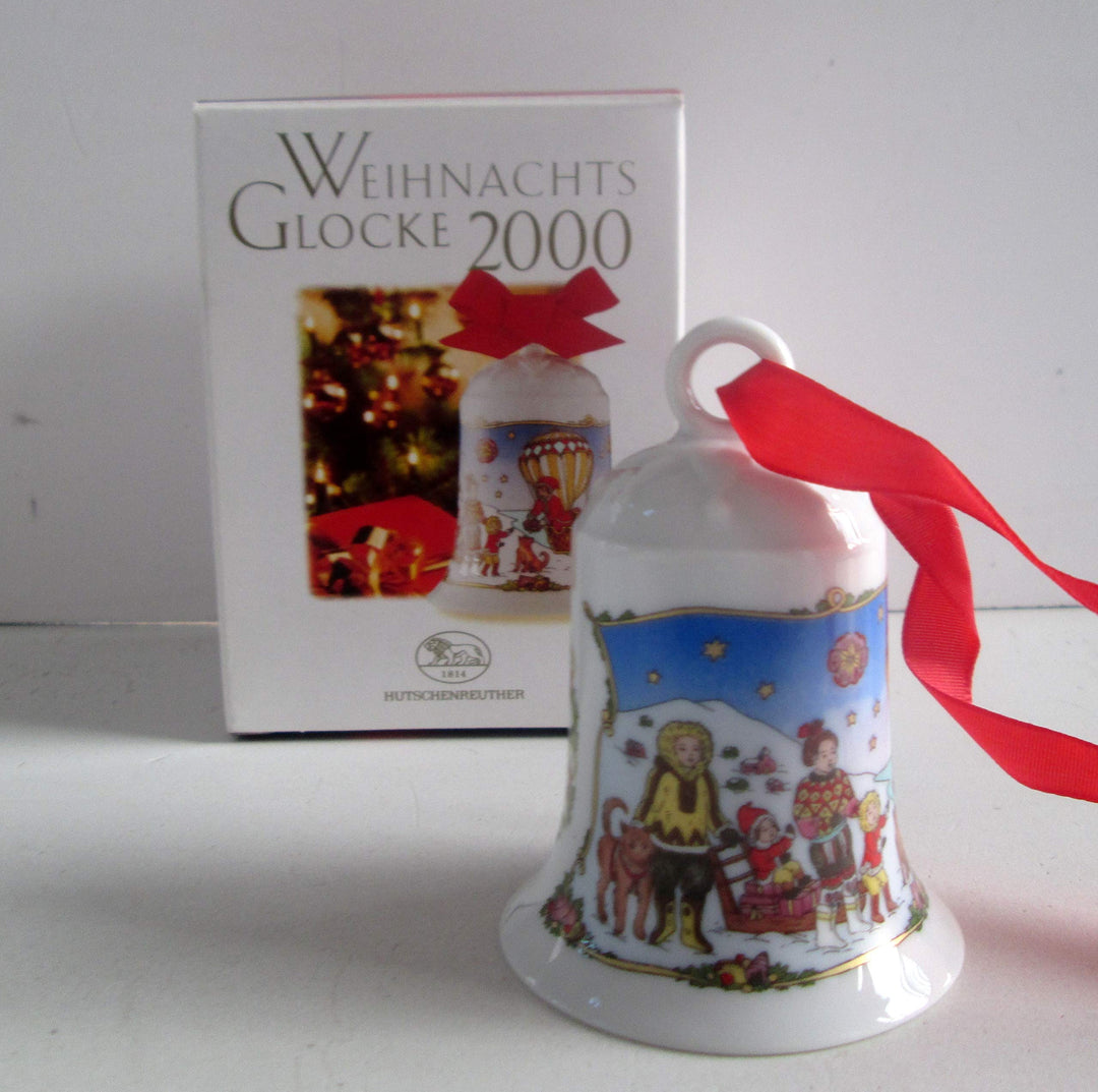 Hutschenreuther Weihnachtsglocke 2000, Anhänger, Porzellanglocke, Baumschmuck, Baumanhänger, Weihnac