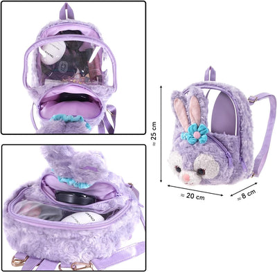 CoolChange Plüsch Ita bag Mini Rucksack mit transparentem Sichtfenster im StellaLou Design | 20x25cm