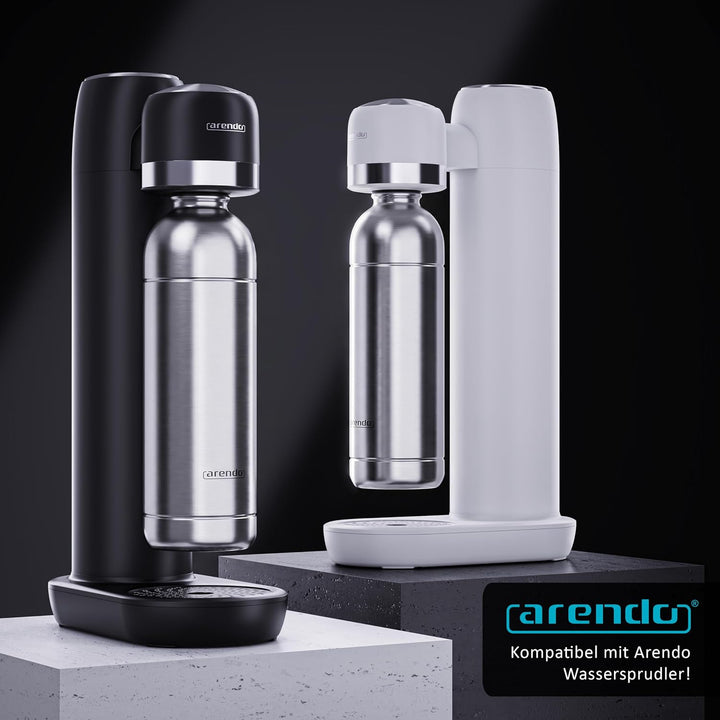 Arendo - Wassersprudler 1000 ml Wasserflasche BPA frei – Edelstahl – Ersatz - kein Plastik - Soda Ma