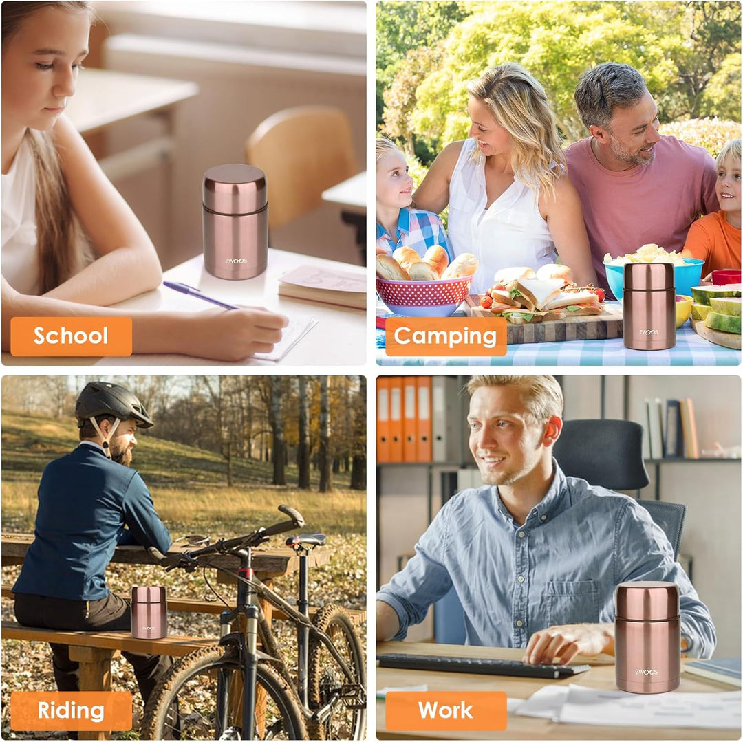 ZWOOS 800 ml Thermobehälter für Essen, 316 Edelstahl Wärmebehälter für speisen, Auslaufsicher Thermo