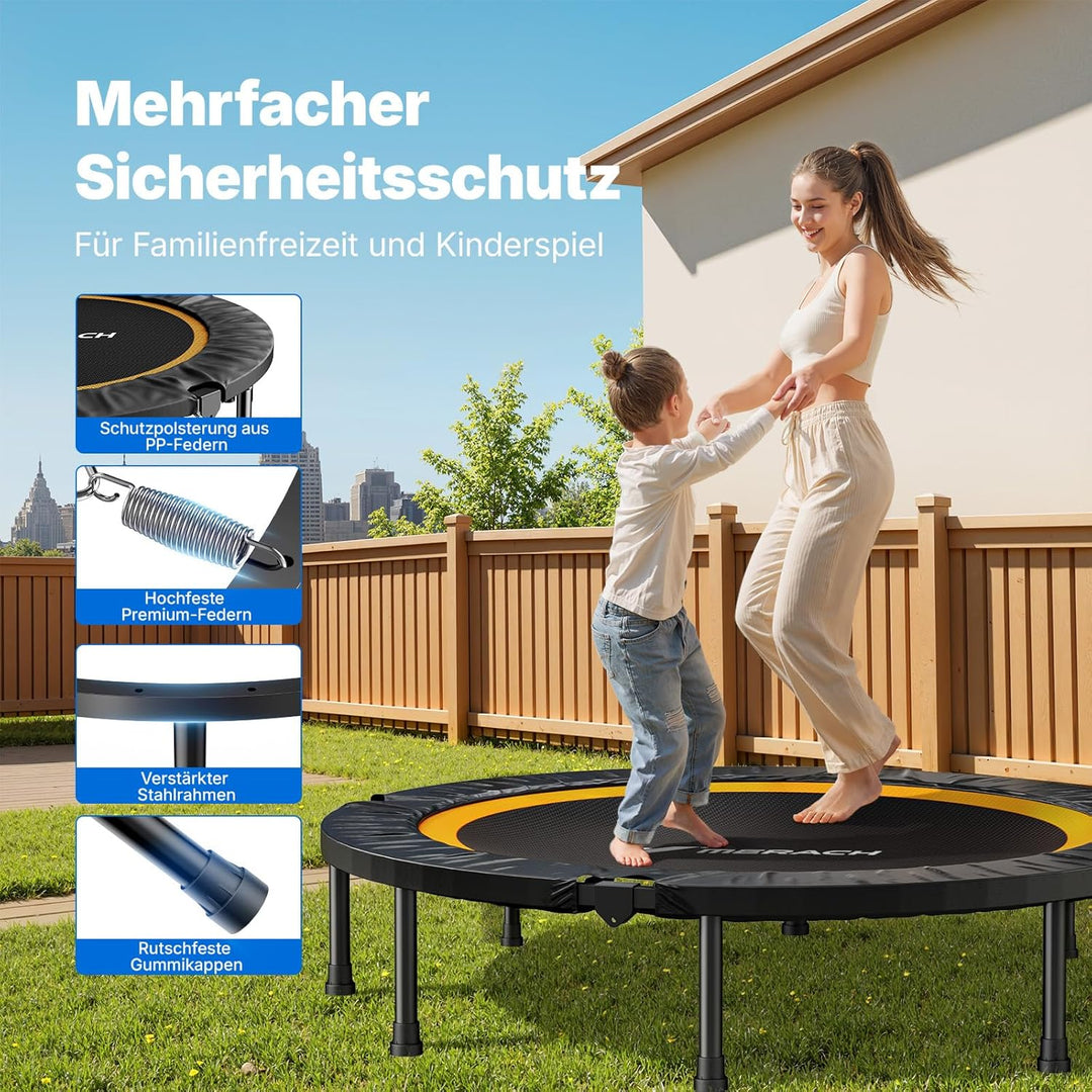 MERACH Mini Trampolin - 102cm/122cm Fitness Trampolin Faltbar, Maximale Belastung 150 KG, Trampoline