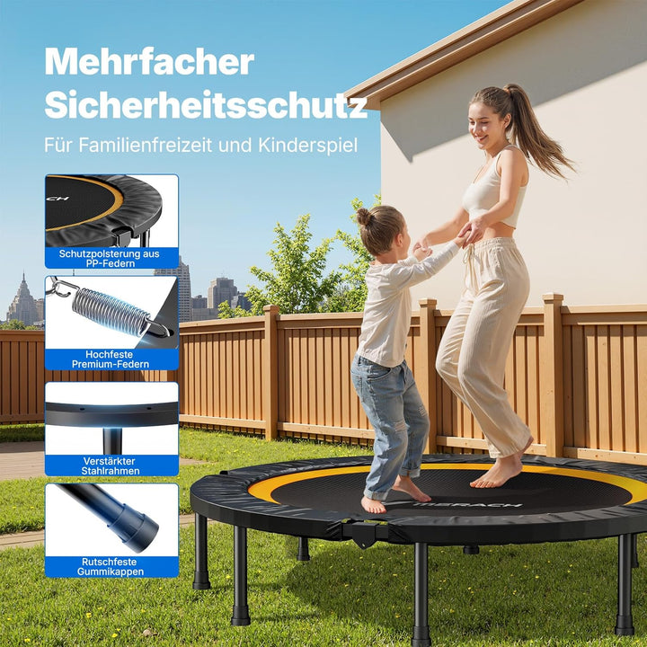 MERACH Mini Trampolin - 102cm/122cm Fitness Trampolin Faltbar, Maximale Belastung 150 KG, Trampoline
