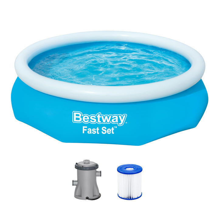 Bestway Fast Set Aufstellpool-Set mit Filterpumpe Ø 305 x 76 cm, blau, rund