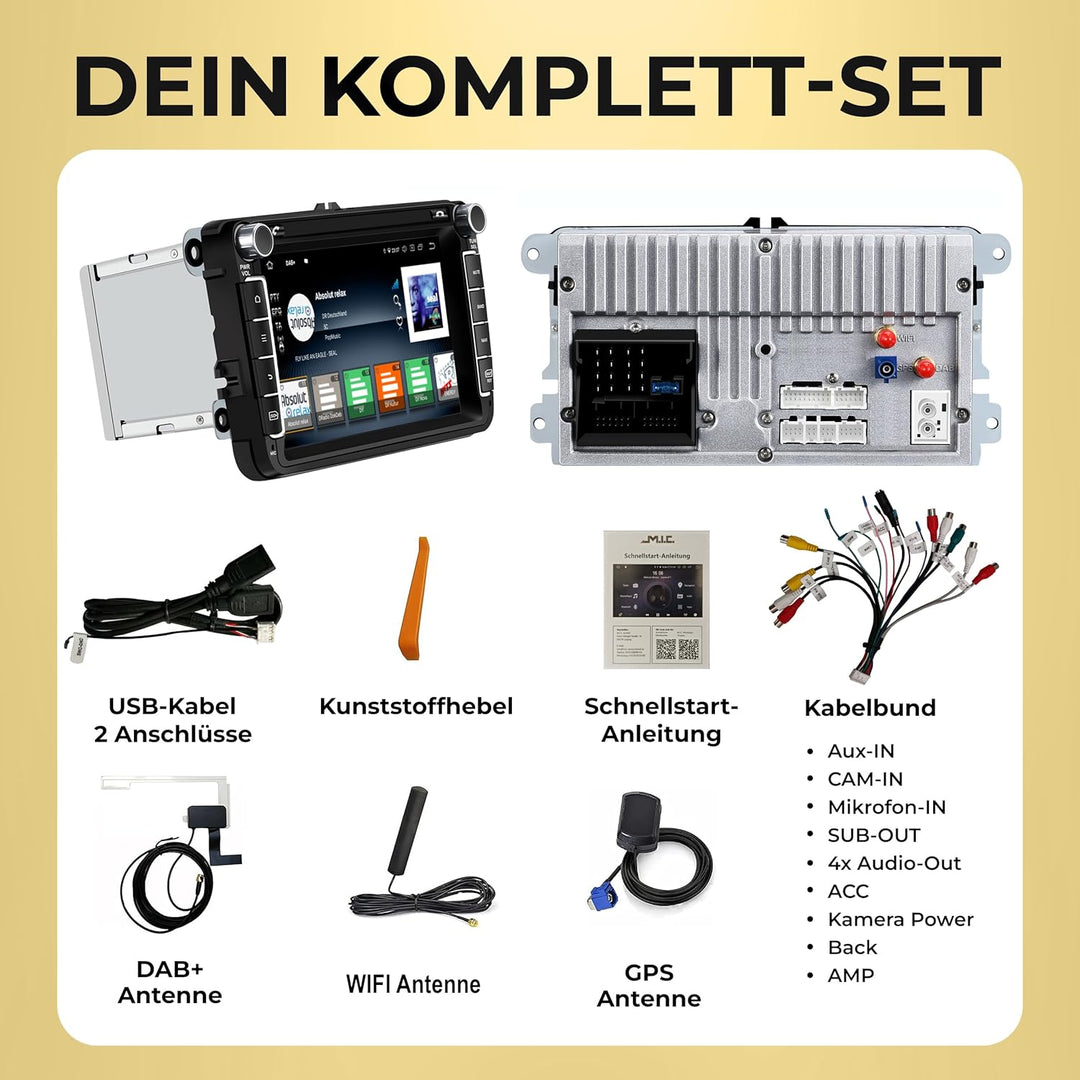 M.I.C. AV8V7 Android 12 Autoradio mit navi Qualcomm Snapdragon 665 4G+64G Ersatz für VW Golf t5 tour