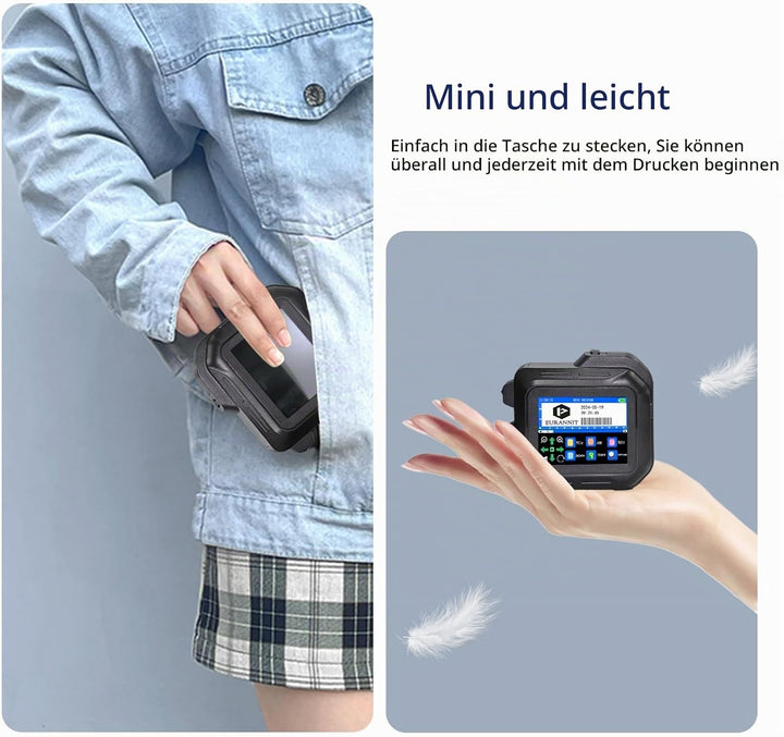 Tragbarer Mini-Tintenstrahldrucker E98 – grosser 2,8-Zoll-Touchscreen und vollständig geschlossenes