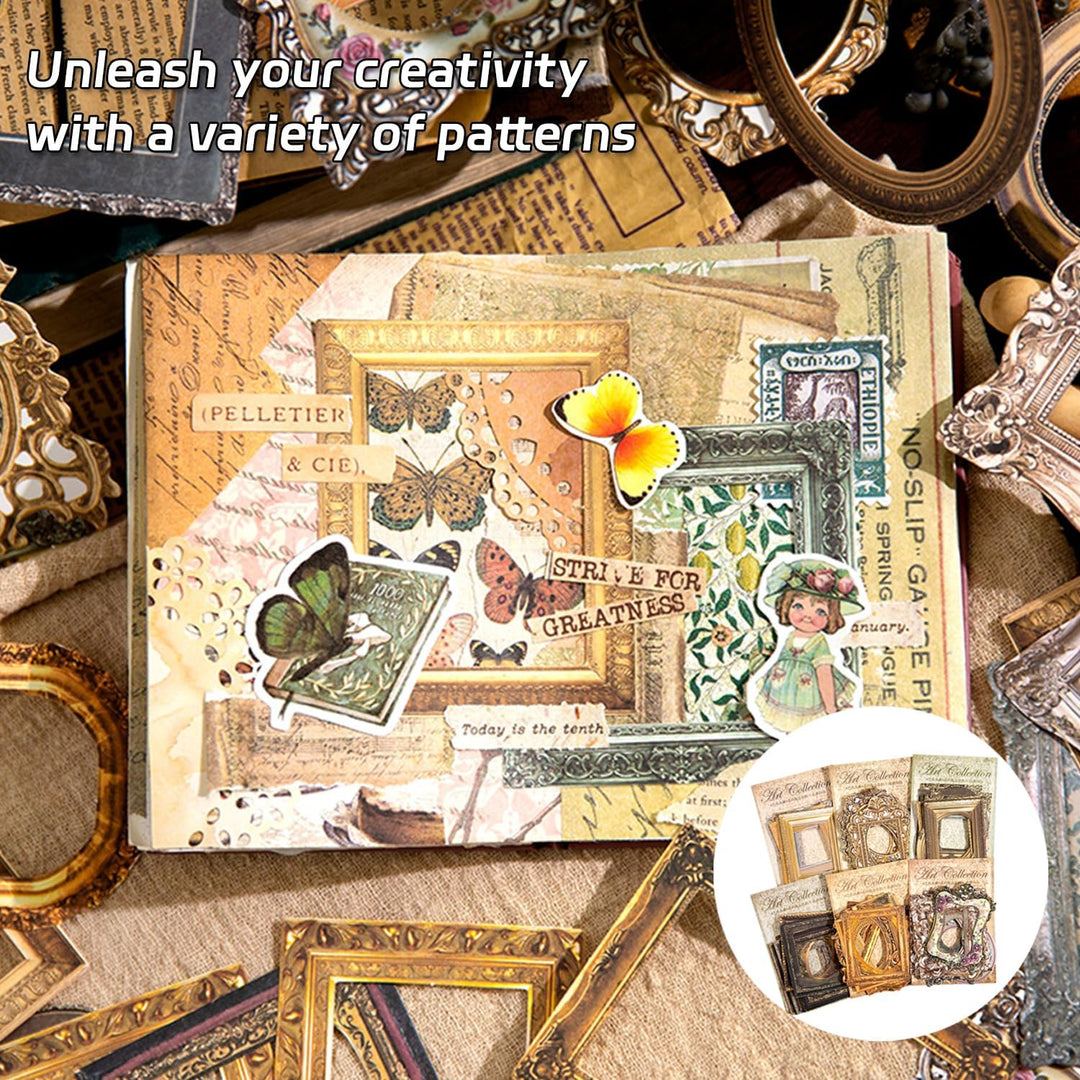 180 Stück Vintage Fensterrahmenpapier für Scrapbook Handwerk, MaehSab Vintage Foto DIY Journaling Su