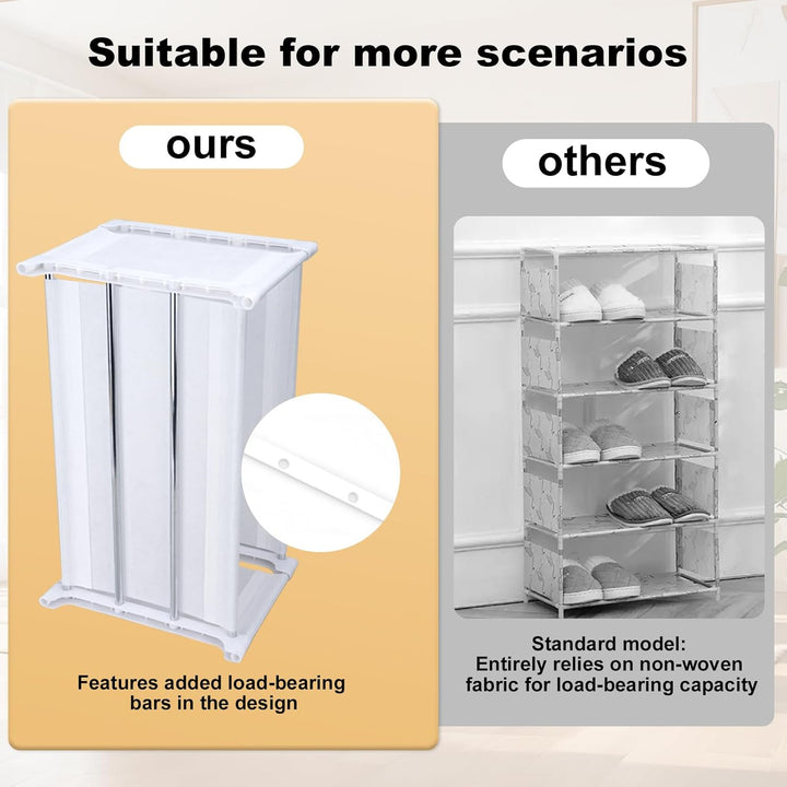 8 Ebenen Schuhregal Schmal Weiss, Platzsparendes DIY Regalsystem für Kleiderschrank & Büro, Hoch Sch