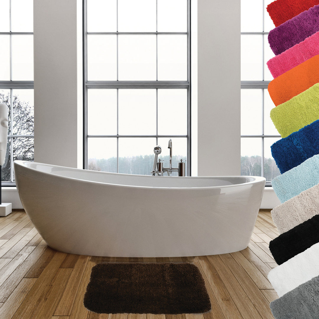 MSV 140873 Badematte Mikrofaser Hochflor flauschig 50x70 cm – Braun Schokolade 50 x 70 cm (Rechtecki