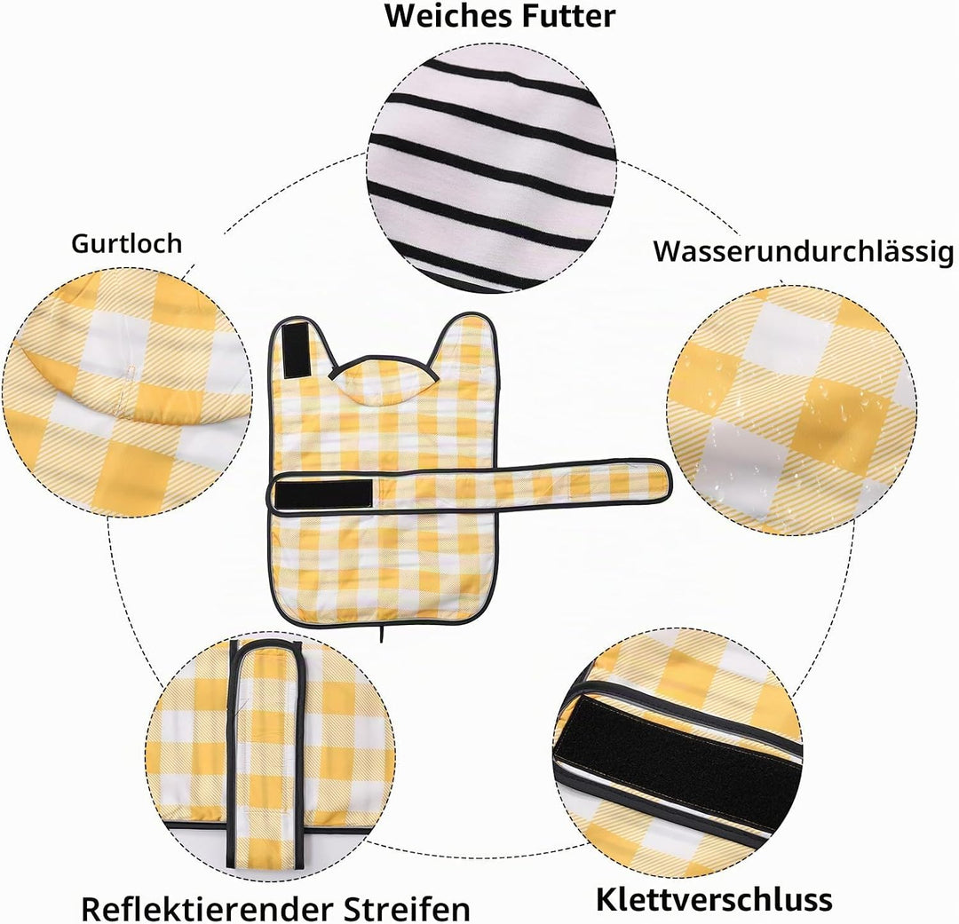 MOREZI Hunderegenmantel mit Reflexstreifen, Regen-/wasserdicht, verstellbare Weste, geeignet für kle
