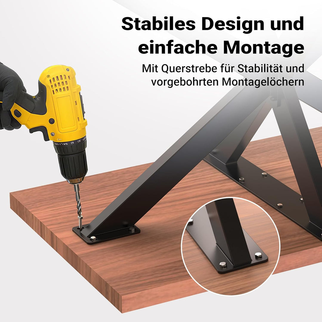 Tischkufen Tischgestell aus Stahl 71x68x120cm Spidergestell in Schwarz Tischbeine mit Spider-Profil,