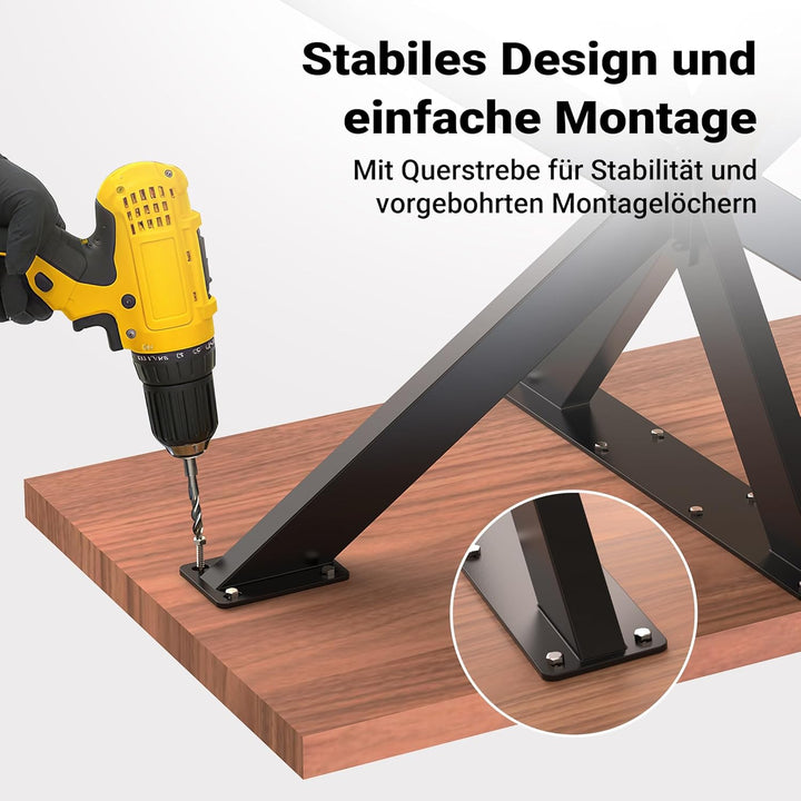 Tischkufen Tischgestell aus Stahl 71x68x120cm Spidergestell in Schwarz Tischbeine mit Spider-Profil,