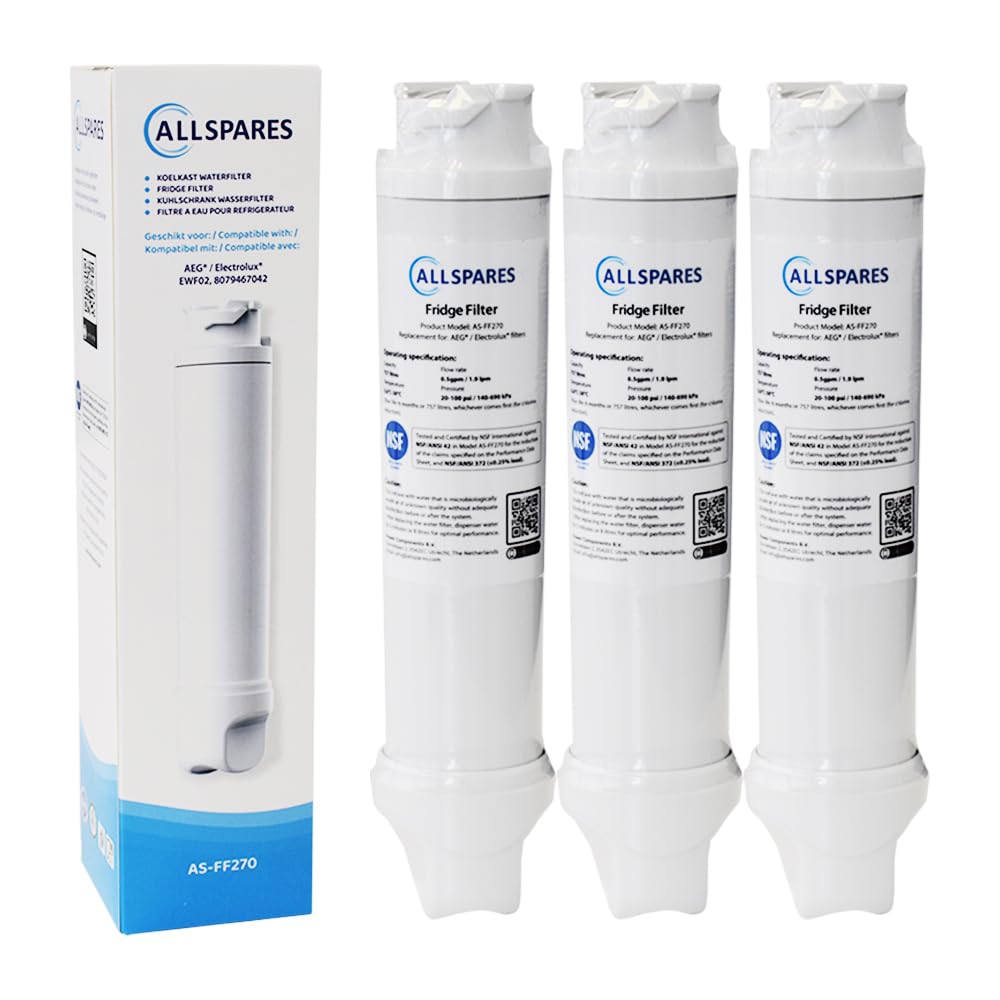 AllSpares Wasserfilter für Kühlschrank geeignet für AEG-Electrolux EWF02 / 8079467042 (3 Stück), 3 S