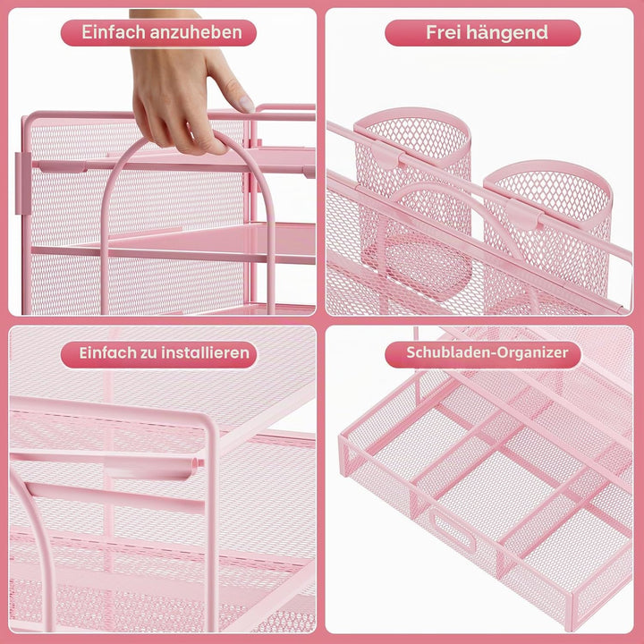 Marbrasse Schreibtisch Organizer Tablett,4 Ebenen Papier Briefablage Organizer mit Schublade und 2 S