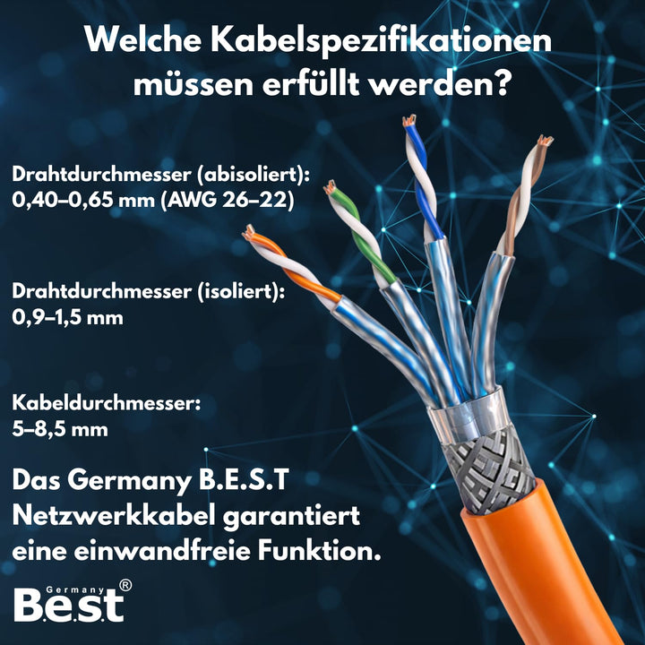 Germany B.e.s.t 6x CAT 7 Netzwerkverbinder werkzeuglos STP Kupplung feldkonfektionierbar für Etherne