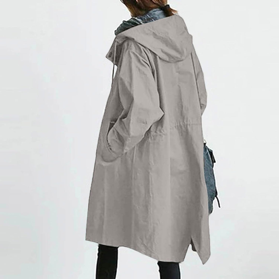 Beokeuioe Damen Trenchcoat Oversized Mantel Lang Umlegekragen Windjacke Einfarbig Damenmantel Überga