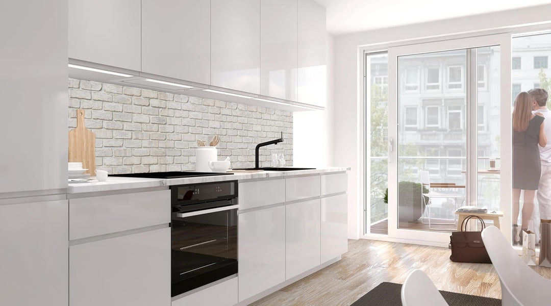 StickerProfis Küchenrückwand selbstklebend Glasoptik - GEKALKTE Wand - 1.8mm, Versteift, alle Unterg