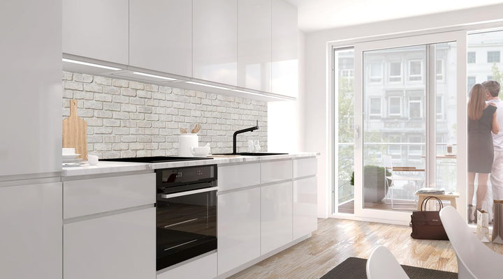 StickerProfis Küchenrückwand selbstklebend Glasoptik - GEKALKTE Wand - 1.8mm, Versteift, alle Unterg