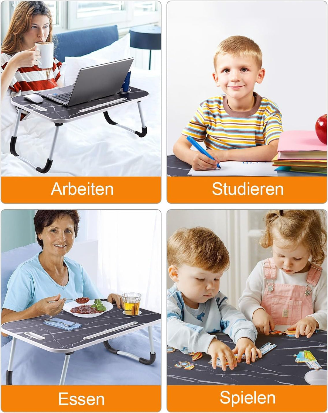 Youyijia Laptoptisch Betttablett Tablet-Ständer & Becherhalter – Laptop Tisch für Bett, Sofa & Boden