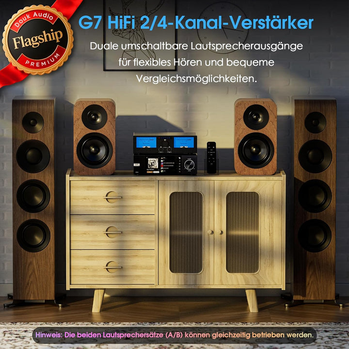 DoukAudio 600W 2/4-Kanal Verstärker: Lautsprecherwähler | Digitalverstärker für Eversolo DMP-A6 mit