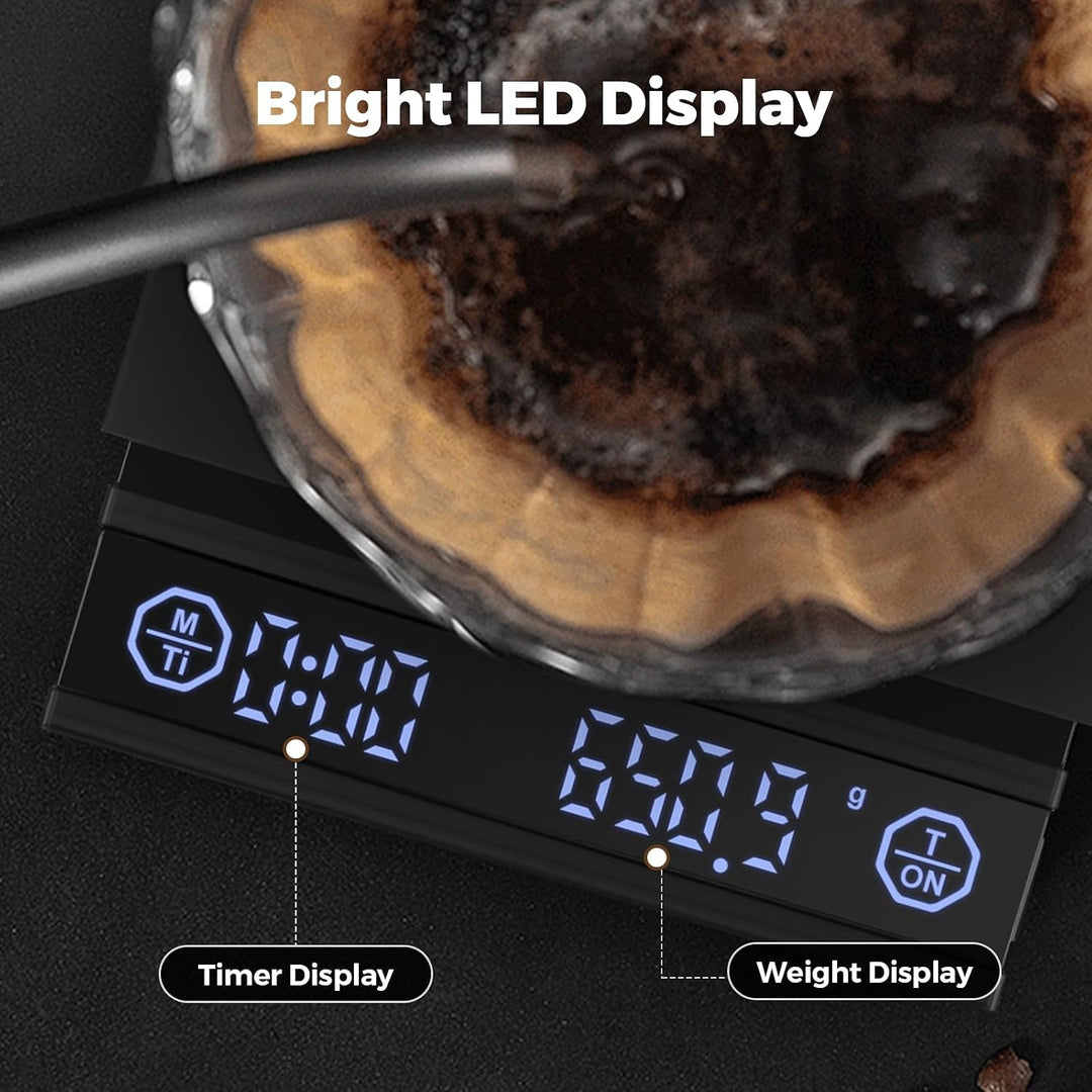 Kaffeewaage mit Timer, 0,1g Feinwaage für Espresso