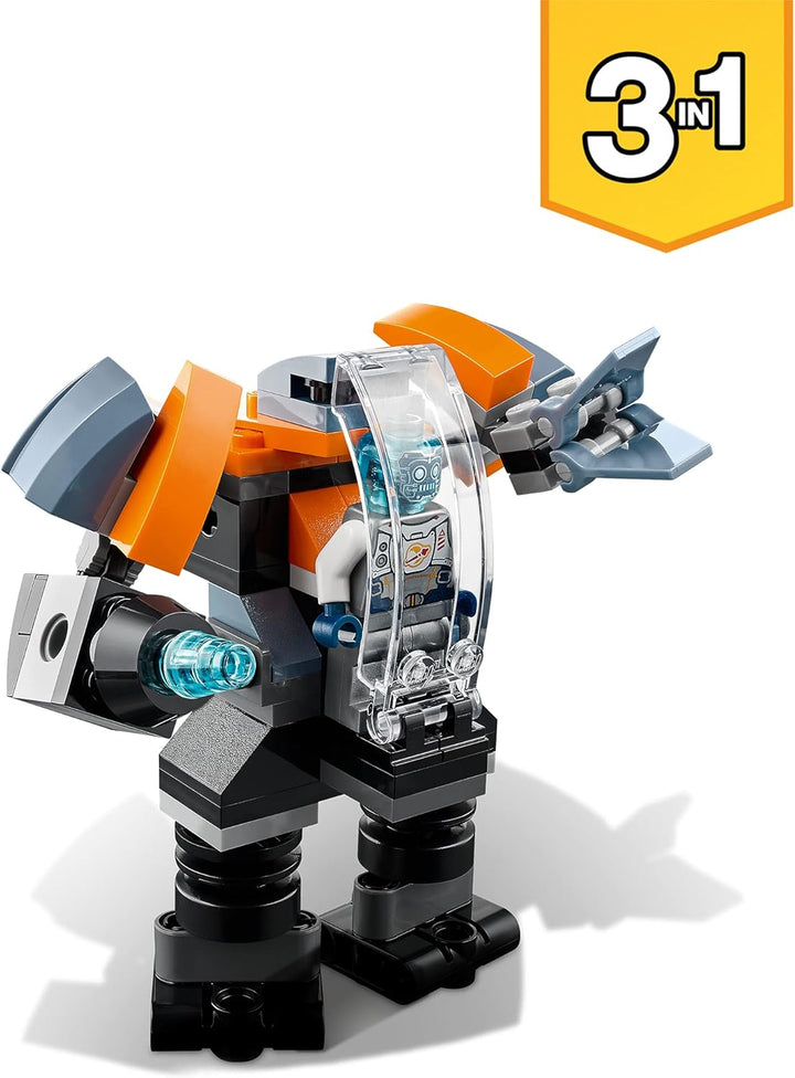 LEGO 31111 Creator 3-in-1 Cyber-Drohne - Cyber-Mech - Hoverbike, Set mit Roboter-Minifigur, Weltraum