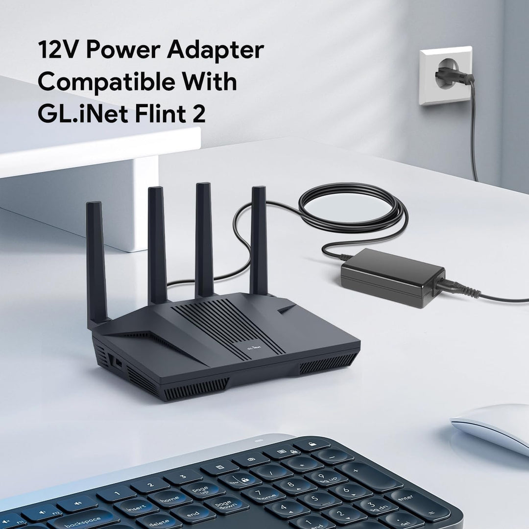 KFD Netzteil 12V Ladegerät für GL.iNet GL-MT6000(Flint 2) WiFi 6 Router GL-BE6500(Flint 3e) GL-BE930