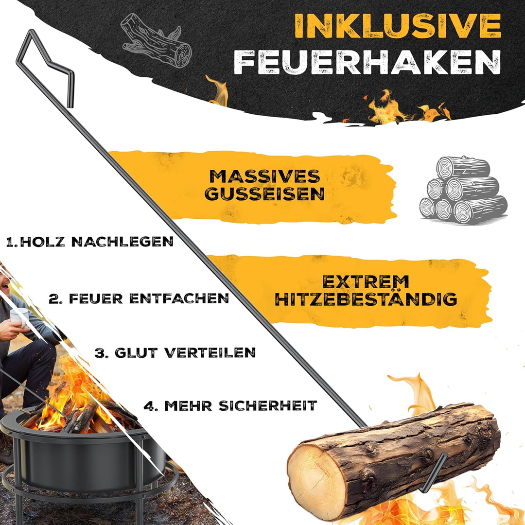 KESSER® Feuerschale mit Grillrost Ø65cm Feuerkorb 0,6mm Kaltveredelter Stahl | Mobile Feuertonne mit