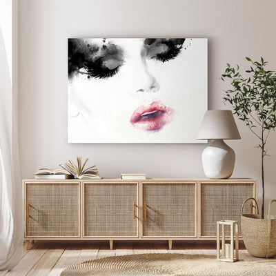 wandmotiv24 Leinwandbild 260 g/m² - Kunstdruck auf Leinwand - Wandkunst - Wandbild mit Frauen Lippen